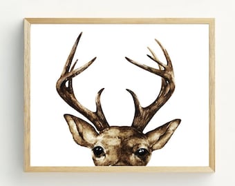 Deer Antlers Printable, Woodland Wall Art, Watercolor Deer Art print, printable digital download, nursery wall art, 5x7, 8x10, 11x14, 16x20