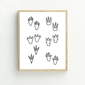 Dinosaurs Print, Dinosaur Wall Art, Black and White Minimalist print, line art dinosaur printable, Instant Download  5x7, 8x10, 11x14, 16x20