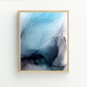Black and blue Abstract Art Print, Minimalist Wall Decor, Instant Download Printable Art, Contemporary Watercolor Wall Decor, 8x10, 11x14