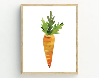 Carrot Print, Vegetable Printable, Kitchen Wall Art, Carrot digital download, minimalist wall art, easter decor diy print, 5x7, 8x10, 11x14