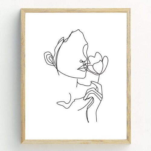 Woman Line Art Print Abstract Wall Art Black and White Woman Etsy