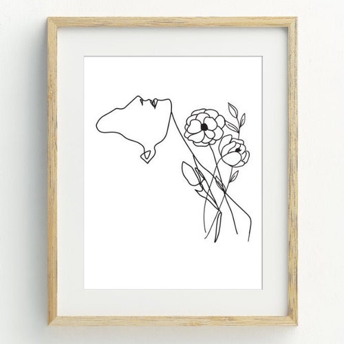 Woman Line Art Print Abstract Wall Art Black and White Woman Etsy