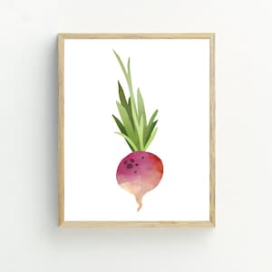 Radish Print, Radish Printable Kitchen Wall Art, Radish digital download, vegetable print, minimalist wall art, 5x7, 8x10, 11x14