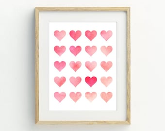 Heart Print, valentines day printable, heart wall art, hearts print, valentines DIY decor, 5x7, 8x10, 11x14, 16x20