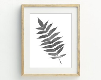 Blatt Druck, Schwarz-Weiß Blatt Druck, Sofortiger Download druckbare Kunst, Botanische Wanddekoration, Blatt druckbare Kunst, 5x7, 8x10, 11x14
