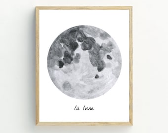 Moon Art Print, Moon Wall Art, Moon Printable, Digital Download, Modern Wall Art, celestial wall art,  Printable Wall Art, 5x7, 8x10, 11x14