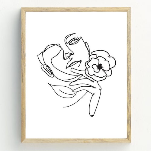 Woman Line Art Print Abstract Wall Art Black and White Woman Etsy