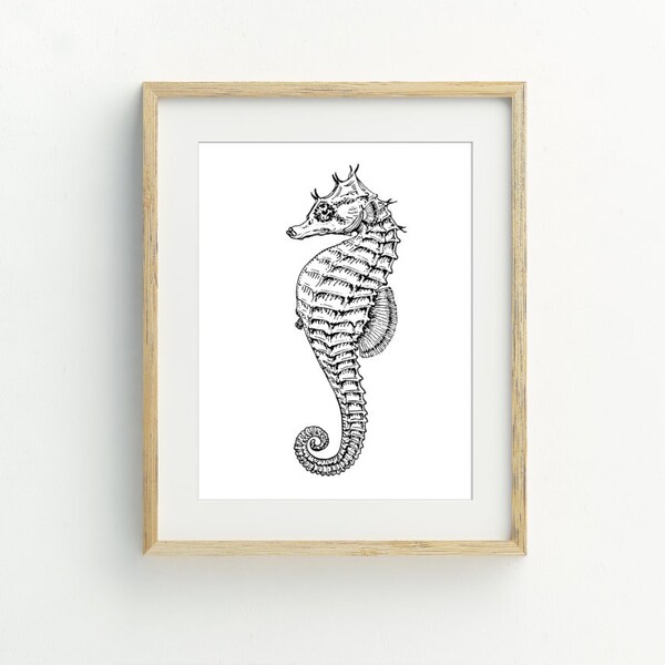 Seahorse Art Print Etsy