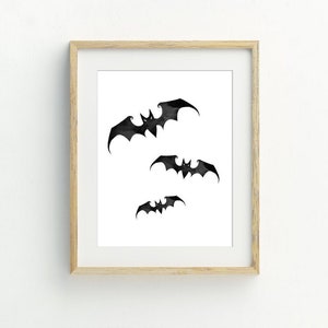 halloween decoration, watercolor bats art print, halloween wall art, Instant Download Printable Art, halloween poster, 5x7, 8x10, 11x14
