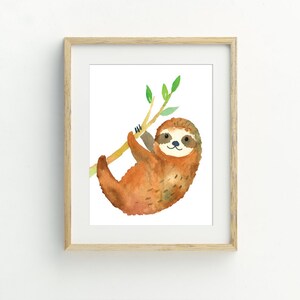 Sloth Print, Animal Wall Art, Sloth Nursery printable art, digital download, nursery wall art, 5x7, 8x10, 11x14
