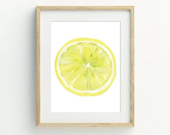 Lemon Wall Art, Lemon Printable, Fruit Wall Art, Kitchen Wall Decor, Lemon Slice Print, Housewarming Gift, 5x7, 8x10, 11x14, 16x20