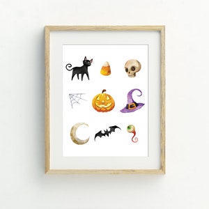 halloween decoration, halloween art print, jack o&#39;lantern halloween print, Instant Download Printable Art, black cat print, 5x7, 8x10, 11x14