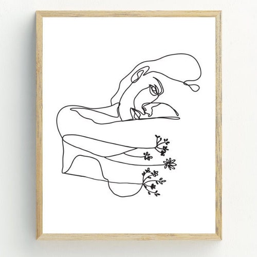 Line Art Print Abstract Woman Wall Art Black and White Woman Etsy