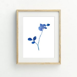 Minimalist Botanical print, Minimal wall art, Plant wall print, Blue and white, Instant Download Printable Art, 5x7, 8x10, 11x14