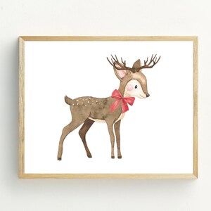 Reindeer Wall Art, Christmas Printable, Woodland Deer Art print, digital download, christmas wall art decor, 5x7, 8x10, 11x14, 16x20