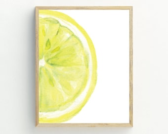 Lemon Wall Art, Lemon Printable, Fruit Wall Art, Kitchen Wall Decor, Lemon Slice Print, Housewarming Gift, 5x7, 8x10, 11x14, 16x20