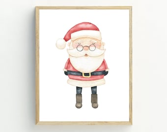 Santa Wall Art, Christmas Printable, Santa Claus Art print, digital download, Christmas wall art decorations, 5x7, 8x10, 11x14, 16x20