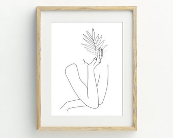 Woman Line art print, abstract wall art, Black and White woman figure print, line drawing print, Instant Download, 5x7, 8x10, 11x14, 16x20