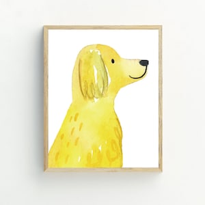 Golden Retriever Print, Dog Wall Art, Dog printable digital download, Yellow Dog poster, minimalist wall art, 5x7, 8x10, 11x14