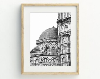 Il Duomo Black and White Print, Italy Photography, Instant Download Printable Art, Italy Wall Decor, 5x7, 8x10, 11x14, 16x20
