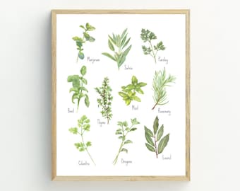 Herbs Print, Kitchen Wall Decor, Printable Kitchen Wall Art, digital download, minimalist wall art, 5x7, 8x10, 11x14, 16x20
