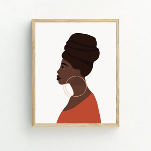 Woman art print, INSTANT DOWNLOAD, abstract wall art, Black Woman Wall Art, African American Print, Boho wall art, 5x7, 8x10, 11x14, 16x20