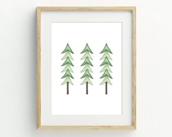 Trees Wall Art, Christmas Printable, Woodland Decor, Christmas Art print, téléchargement numérique, décoration murale de Noël, 5x7, 8x10, 11x14