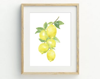 Lemon Print, Fruit Wall Art, Kitchen Wall Decor, Digital Download, Lemon Decor, Printable Housewarming Gift, 5x7, 8x10, 11x14, 16x20