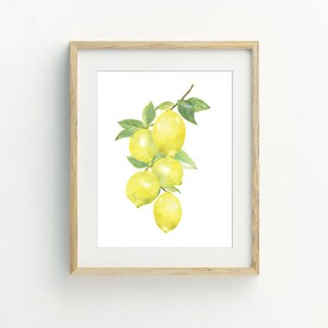 Lemon Print, Fruit Wall Art, Kitchen Wall Decor, Digital Download, Lemon Decor, Printable Housewarming Gift, 5x7, 8x10, 11x14, 16x20 image 1