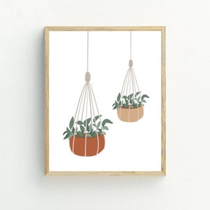 Hanging Plants Print, House Plants Printable,Botanical wall art, 5x7, 8x10, 11x14, 16x20