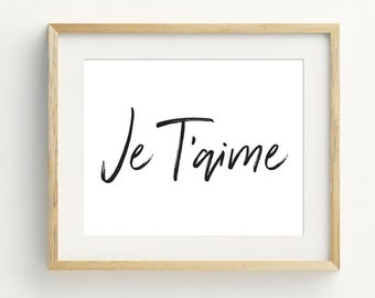 Je Taime Print Etsy