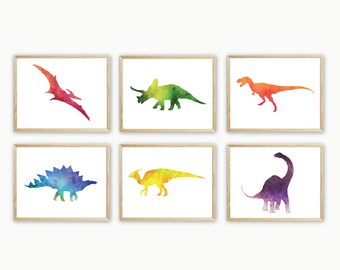 恐竜プリント、恐竜ウォールアート、恐竜プリント6枚セット、恐竜ギフト、男の子の寝室の装飾、5x7、8x10、11x14、16x20の即時ダウンロード