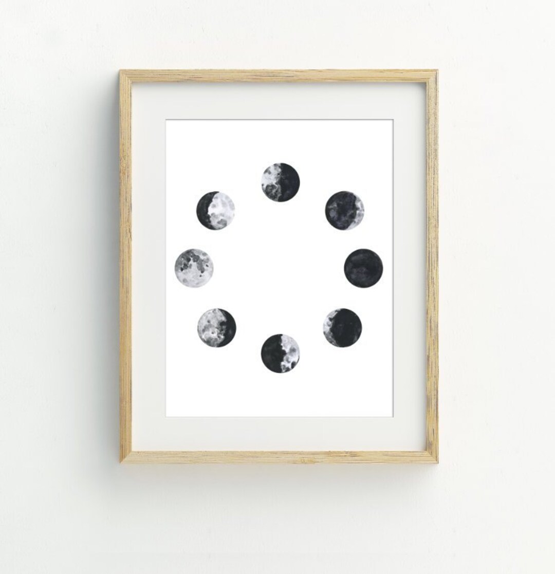 Moon Phases Art Print, Moon Wall Art, Moon Printable, Celestial Wall Art, Modern Wall Art ...