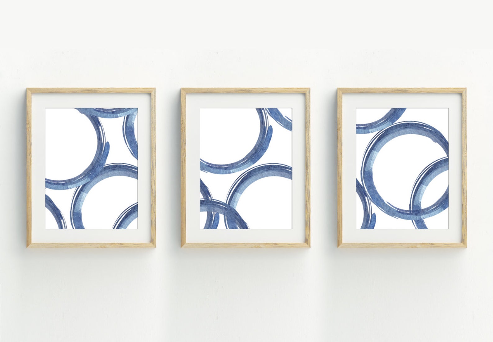 Abstract Art Print Indigo Blue Circles Geometric Wall Art Etsy