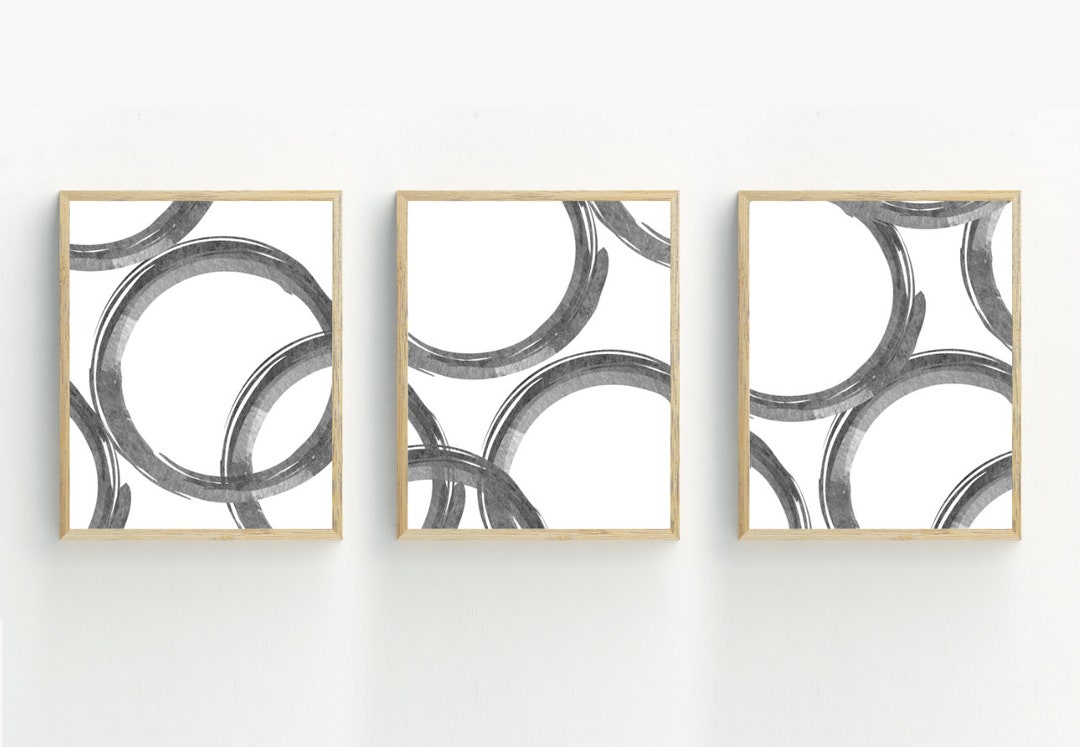 Abstract Art Print, Grey Circles, Geometric Wall Art, Contemporary