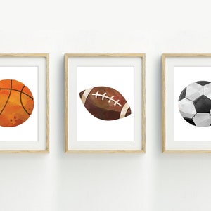 Sport Bälle Druck, Sport Bälle Wandkunst, Jungen Schlafzimmer Dekor, Fußball druckbar, Basketball Fußball Fußball druckbar, 3er Set