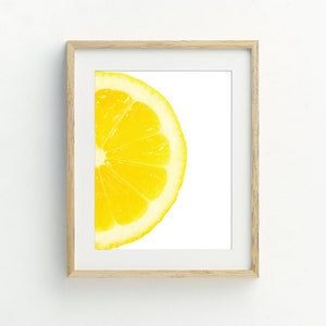 Lemon Slice Print, Fruit Printable, Citrus Kitchen Wall Art, lemon wedge digital download, minimalist wall art, 5x7, 8x10, 11x14, 16x20