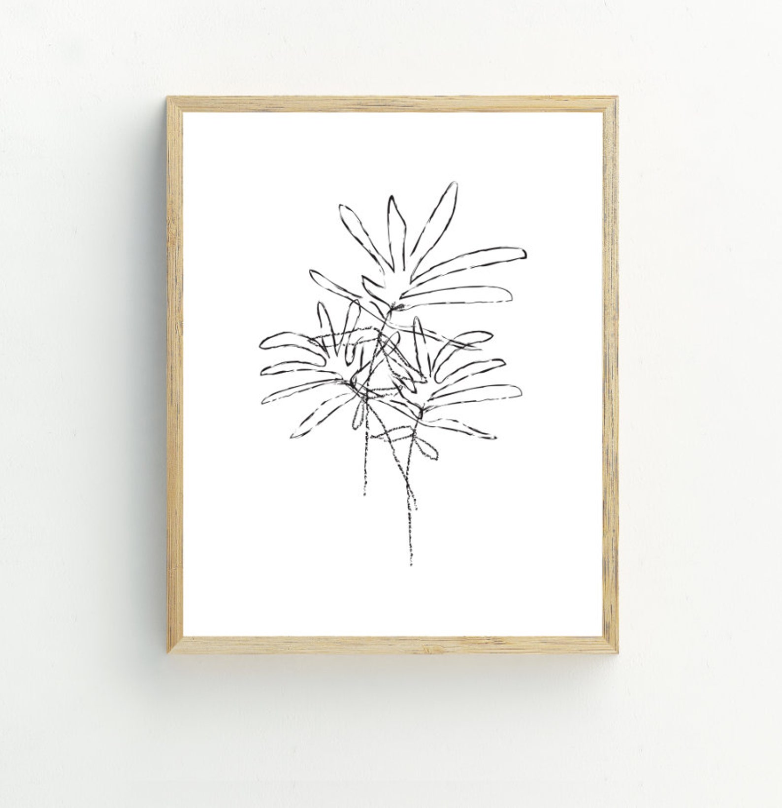 Minimalist Botanical Art Prints, Tropical Leaf Wall Art, Black and ...