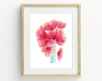 花のプリント、チューリップのプリント可能な壁アート、水彩花柄プリント、即時ダウンロード 5x7、8x10、11x14、16x20