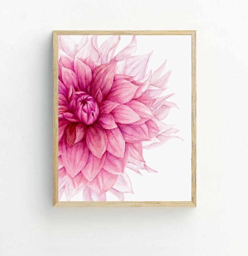 Flower Print Dahlia Wall Art Modern Flower Print Instant Etsy