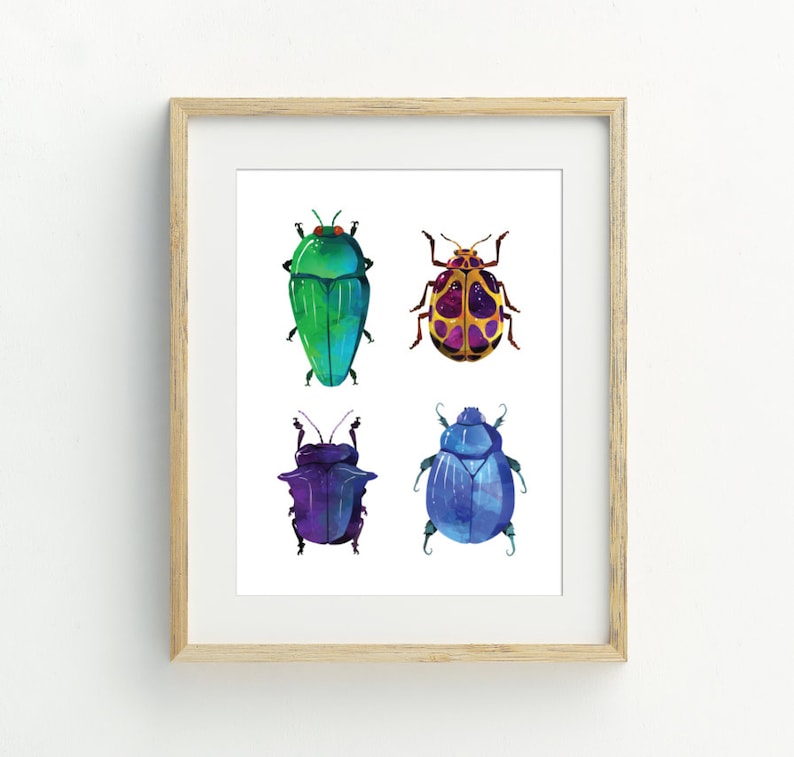 Bugs Print, Beetles Wall Art, insect printable, Boy bedroom decor, instant Download 5x7, 8x10, 11x14, 16x20 image 1