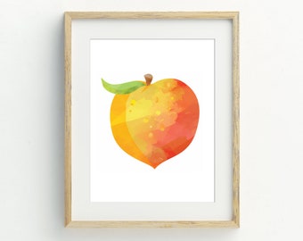 Peach Print, Kitchen Wall Art, Peach Fruit printable digital download, minimalist wall art, 5x7, 8x10, 11x14, 16x20