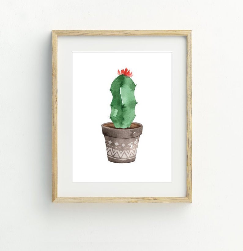 Impression de cactus, Art de cactus imprimable, Impression botanique, Affiche de cactus, Aquarelle Cactus art mural, Art végétal, Décor mural de cactus, décor boho image 1
