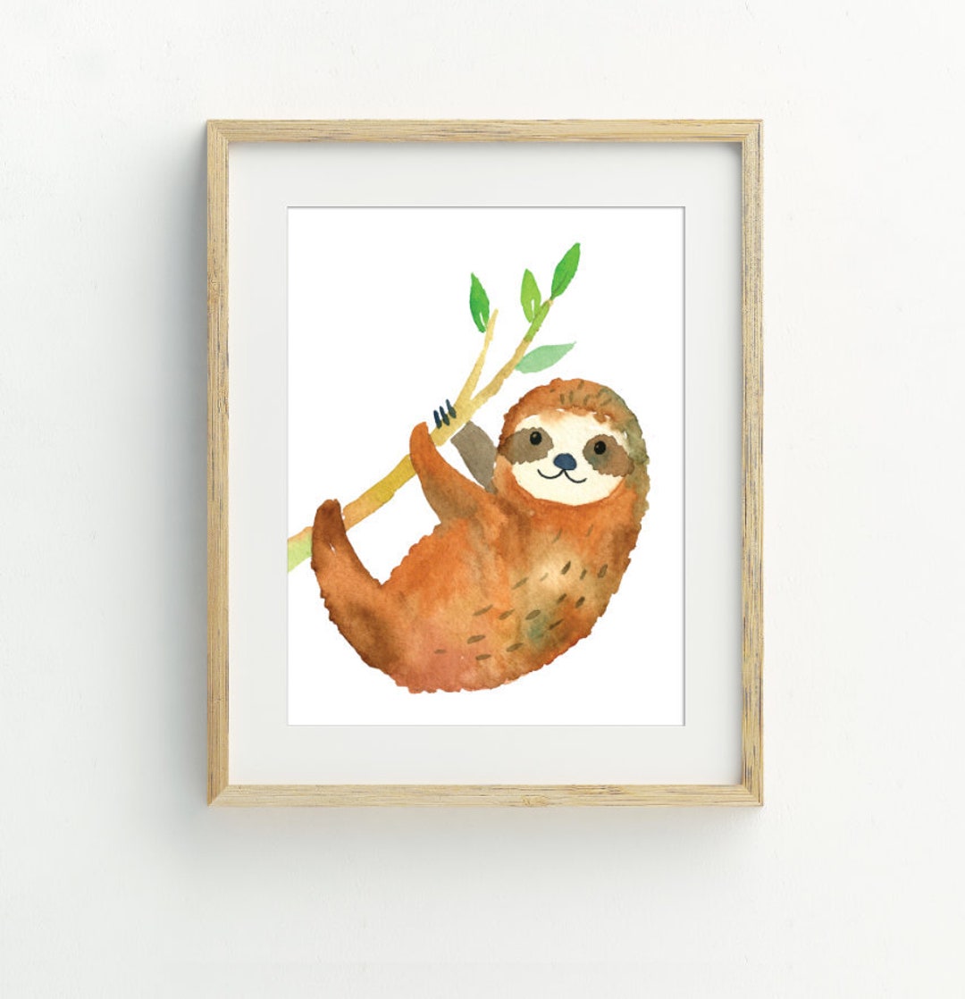 Sloth Print, Animal Wall Art, Sloth Nursery Printable Art, Digital ...