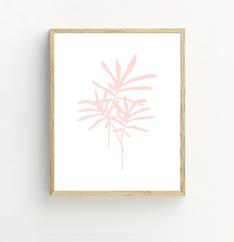 Botanical Print Palm Leaf Wall Art Plant Wall Print Blush | Etsy
