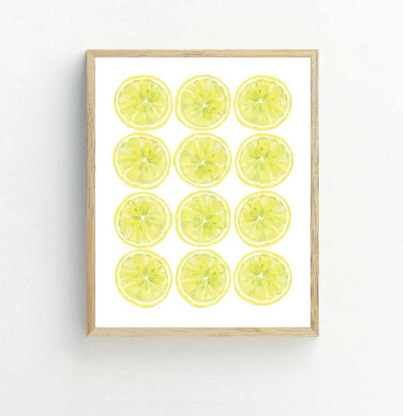 Lemon Wall Art 11x14 Fruit Wall Art Lemon Slices Print 8x10 Housewarming Gift 5x7 Lemon Printable Kitchen Wall Decor 16x20