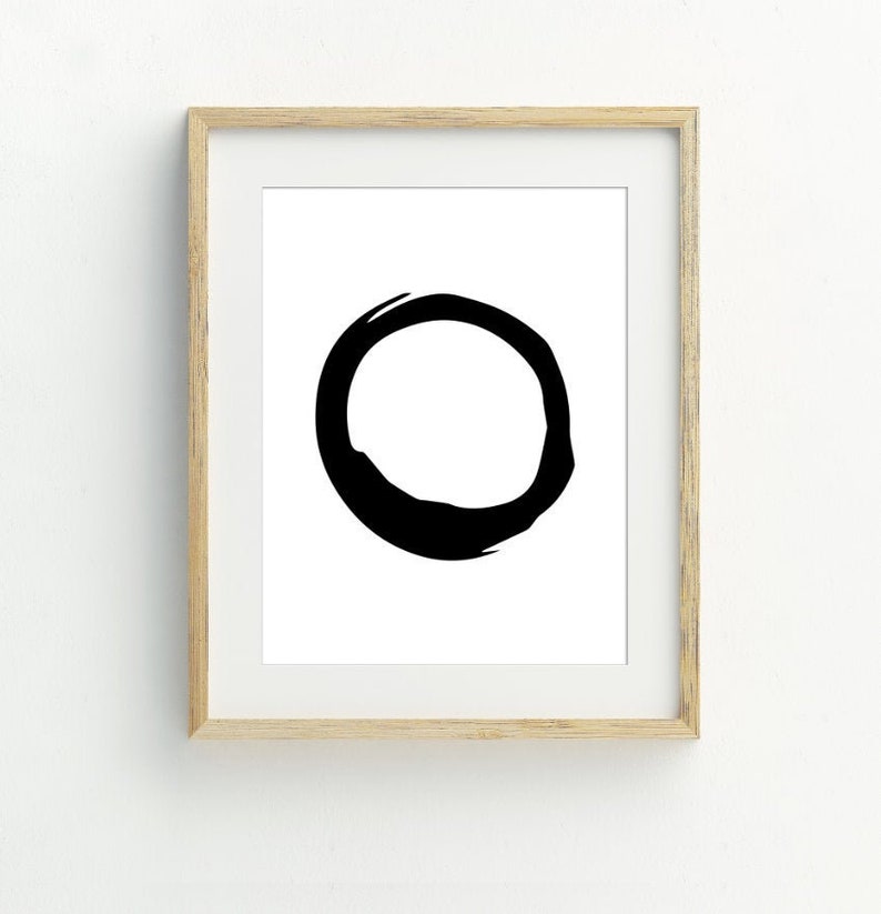 Abstract Art Print Black and White Minimalist Circle Wall | Etsy