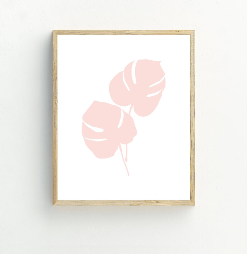 Blush Pink Minimalist Botanical Art Prints, Leaf Wall Art, Set of 3 ...