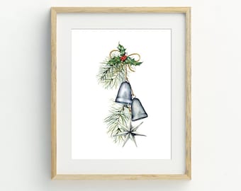 Silver Bells Christmas Print, Christmas Decorations, digital download, christmas diy wall art, 5x7, 8x10, 11x14, 16x20