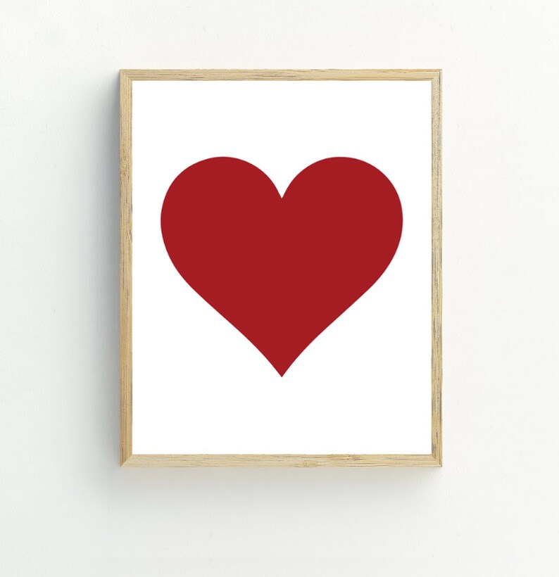 Red Heart Print, art mural imprimable coeur, affiche coeur, printable ...